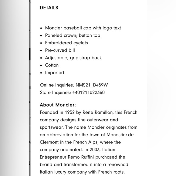 Moncler Logo text baseball cap - Picture 3 of 6